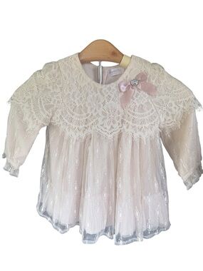Nanette Baby Ivory Lace Dress Flower Girl Baptism Easter 6–9M